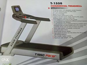 Grey And Black T- Commercial Treadmill