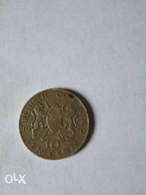 Kenya coin 10 cent made in year  the picture
