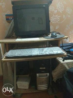 Monitor,CPU, Mouse and keyboard with computer table