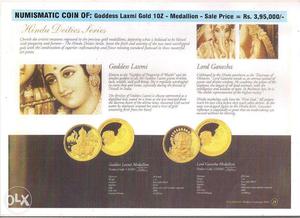 NUMISMATIC COIN OF: Goddess Laxmi Gold 10Z
