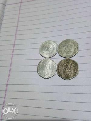 Old coin 20 paise San 