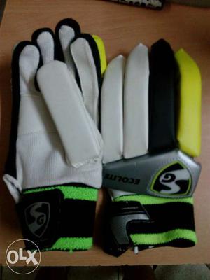 Pair Of Gray-yellow-and-green Gloves