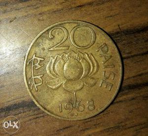 Round Bronze 20 Paise  Coin