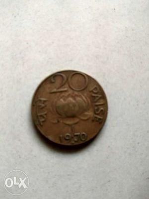 Round Brown 20 Paise  Coin