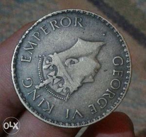 Round George VI King Emperor Silver Coin