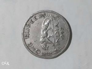 Round Silver One India  Coin