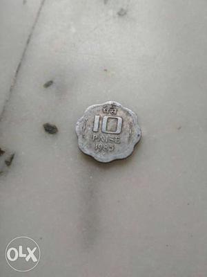Scalloped Silver 10 Paise  Coin