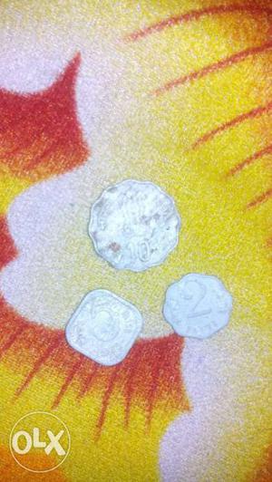 Silver 10 paisa coin () silver 5 paisa coin