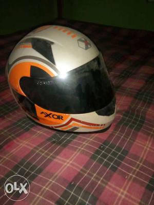 White And Orange Axor Full Face Helmet