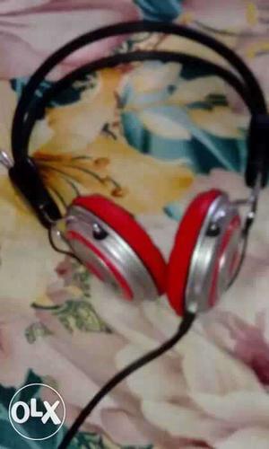 Red And Gray Headphones
