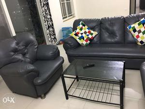 3+1+1 sofa set composit leather gray colour