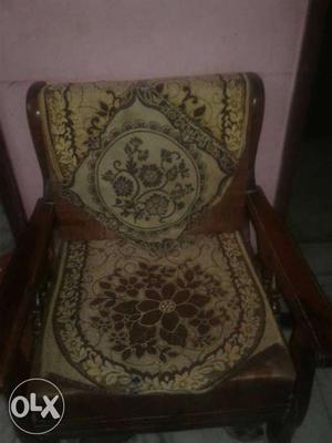 Beige And Brown Floral Padded Chair