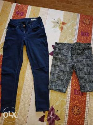 Blue Straight Cut Pants With Gray Shorts