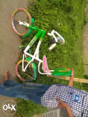 Children Green And White Bicycle
