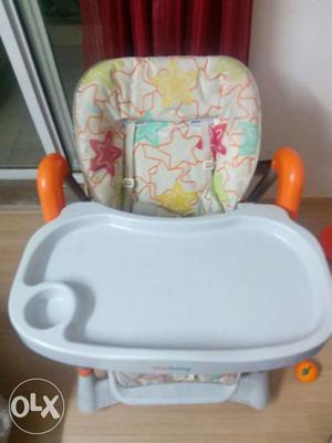 Feeding Chair, Baby's Gray And White Booster Chair