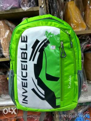 Green And White Inveiceible Backpack