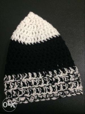 Handmade Black And White Crochet cap