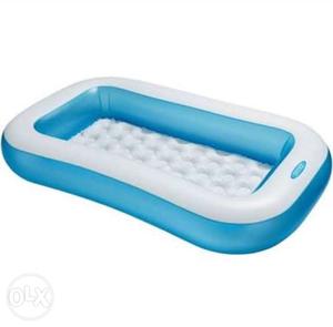 Rectangular Blue And White Above Ground Inflatable Pool