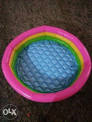 Round Blue, Pink And Yellow Inflatable Above-ground Pool