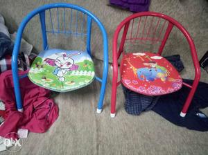Toddler's Blue And Pink Steel Chairs