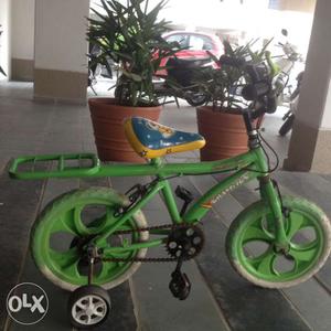 Toddler's Green Bicycle With Training Wheels