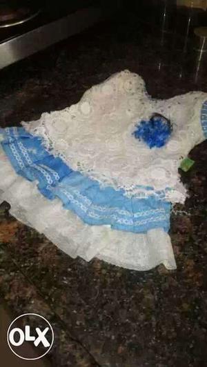 Toddler's White And Blue Dress
