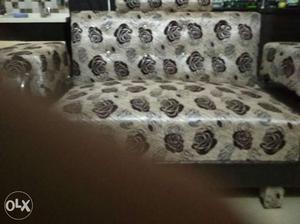 White And Black Floral Couch