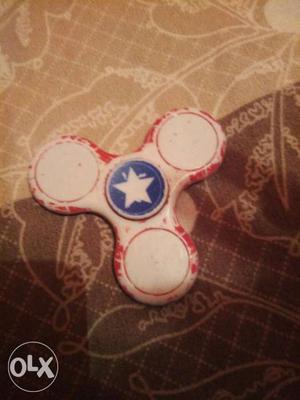White,blue,and Red Captain America Themed Fidget Spinner