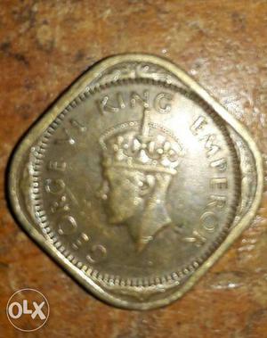 1/2 anna  ka coin of india in george vi king