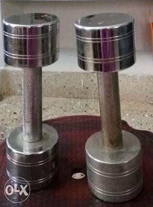 Dumbbells steel, 5kg x 2, one month old, not used