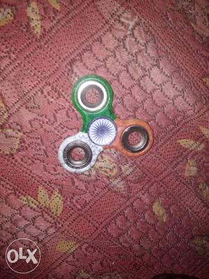 Green, Orange, And White 3-blade Fidget Spinner