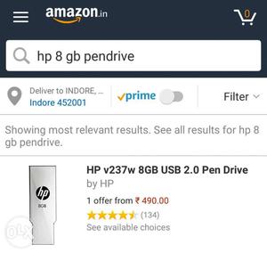HP 8 GB Pen drive.