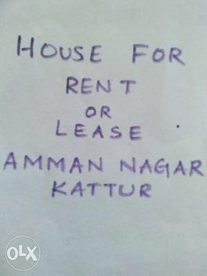 House For Rent Of Lease Amman Nagar Kattur