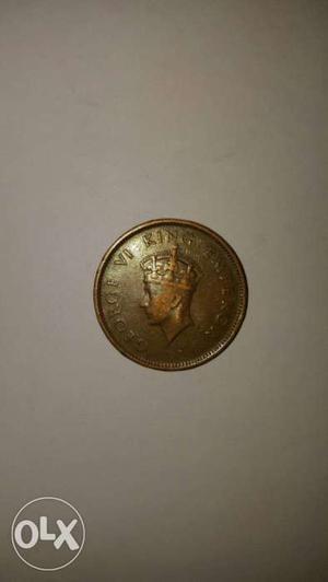 Indian old coin quarter one anna