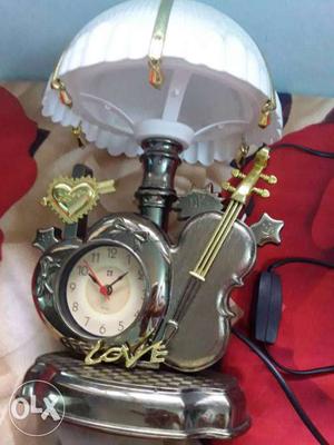 Silver Musical Instrument Table Clock