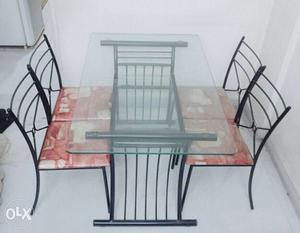 1 year old wrought iron dinning table set (4