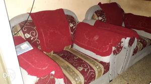 2-piece Red And Gray Sofa Chairs