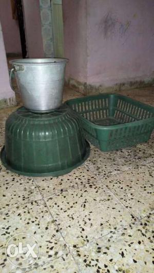 Big size tub &basket +aluminium bucket+small stool