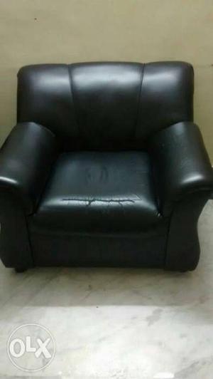 Black synthetic Leather single Seater Sofa