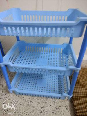 Blue Plastic 3-layered Shelf