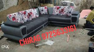 Brand new printed fabric sofa set with high