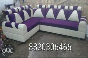 Brand new purple white sectional sofa