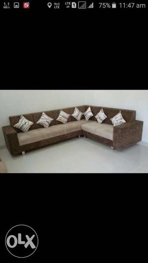 Brown Micro-suede Sectional Couch Screenshot