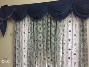Light and dark blue combination curtains heavy