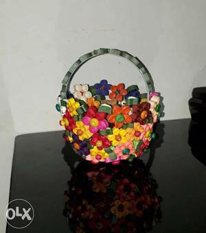 New hand made decorative quilling flower basket