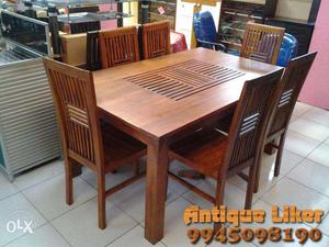 Pure Teak wood 6 chair dining table