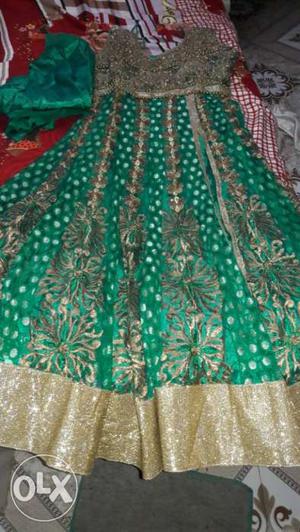Readymade unwear green color long gown with