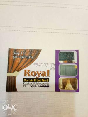 Royal Curtain & Bed Work Product Label