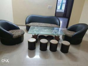 Sofa set with center table. Location is of