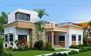 White And Brown Concrete Two Storey House